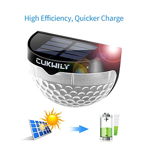 Fence Post Solar Lights CUKWILY Solar Deck Lights Wall Mount Solar Powered Lights Decorative Lighting 2 Packs Black