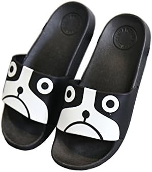 ZKHOECR Comfortable Non-Slip Shoes for Women Newest Quick Drying Soft Slippers Non-Slip Basic Insole House Casual Anti-Slip Indoor&amp;Outdoor Floor Sandal Bath Slipper Black White Dog Size 8-9
