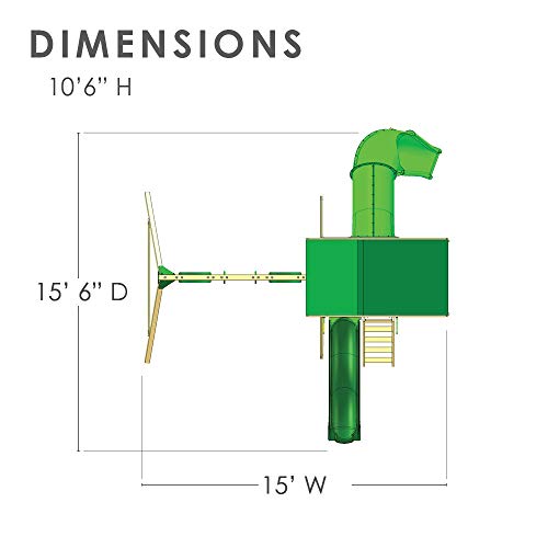 Gorilla Playsets 011073Y Outing Wood Swing Set with Green Vinyl Tarp & Twisted Tube Slide