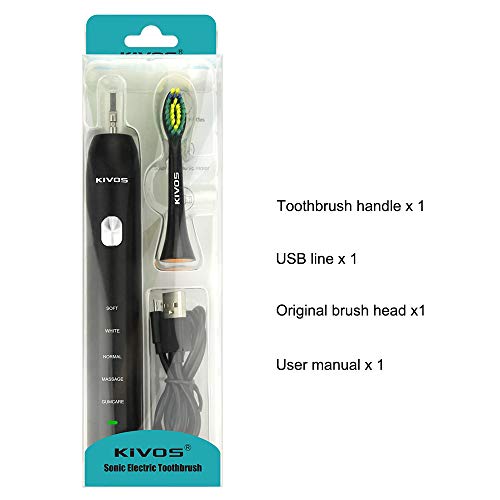 Kivos Rechargeable Electric Toothbrush, Sonic Battery Powered ...