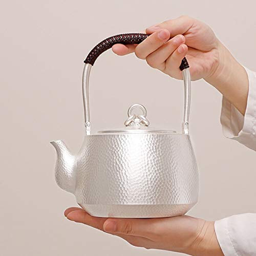 HKRSTSXJ Sterling Silver bollitore a Mano 925 Grande capacità Teiera Lifter teiera d'Argento Tea Set Pot - immagine 4