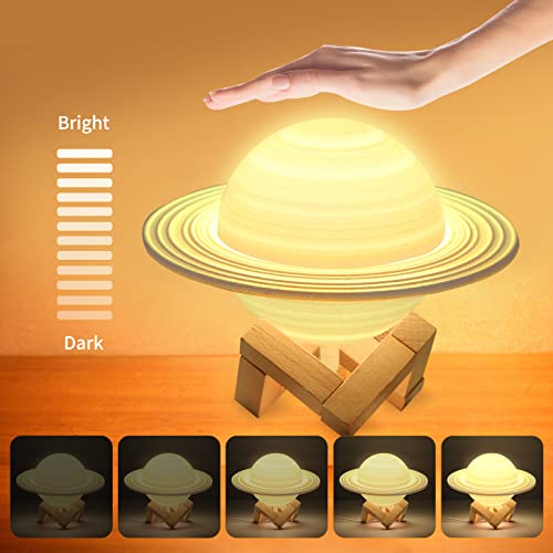 Kids Lamp with 6.5 inches,Saturn Planets Lamp for Kids,3D LED Night Light for Kids,16 Colors Lamps,Touch lamp & Remote Control Lamp Kids,USB Rechargeable,Planet Models for Kids