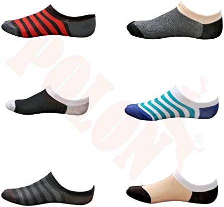 Polon Men's Cotton Loafer Socks, Pack of 6 (Multicolour)
