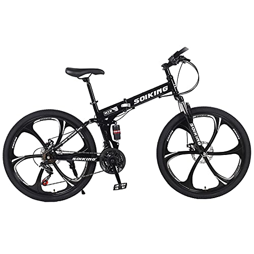 Decsix Folding Mountain Bike, 26 inch 21 Speed Full Suspension MTB