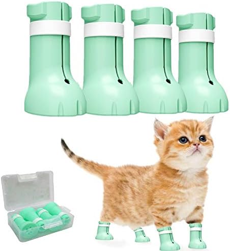 Amazon 猫 引っかき防止 猫用爪カバー 猫用カバー 猫靴 猫手袋 手足保護カバー シャンプー 保護 お風呂 病院 移動 耳掃除 お手入れ サイズ調整可能 収納ケース付き 4個セット Lidiwee 服 アクセサリー 通販