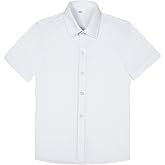 Lycody Boys Button Down Shirt Short Sleeve Kids Collared Dress Shirts for Toddler Teen Boy Summer Clothes Size 2T-20