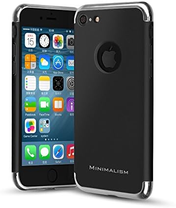 iPhone 8 Case,iPhone 7 Case,MINIMALISM 3 in 1 Electroplate Frame Anti-Scratch Shockproof Matte Premium Design Coated Surface with Excellent Grip Case for iPhone 7/iPhone 8 -- Black