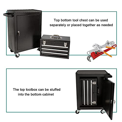 3Drawer Tool Chest Tool Box with 4 Wheels,Removable Portable SetTop