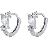 Cute CZ Small Hoop Cartilage Earrings for Women 925 Sterling Silver Gold-Toned Cubic Zirconia Tiny Huggie Hoops Dainty Birthday Wedding Jewelry