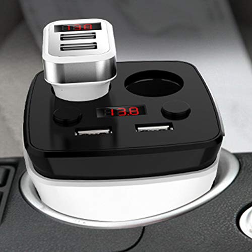 CACT CactusAngui Dual USB Port Car Phone Cup Charger 2 Cigarette Lighter Socket Power Adapter Black White