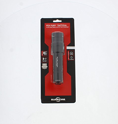 SureFire P2X Fury Tactical Single-Output LED Flashlight with anodizded aluminum body, Black