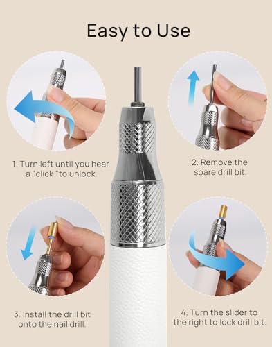 Professional Electric Nail Drill Machine - O NAIL 50,000 RPM E-File with LCD Display, Cordless Rechargeable Nail File for Acrylic Gel Removal, Low Vibration, 3mm Bits for Home & Salon Use [White]