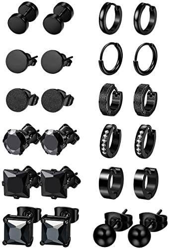 Jstyle 12 Pairs Stainless Steel CZ Stud Earrings