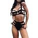 Mnyycxen Women Sexy Cut-Out Nightwear Lingerie Set Crisscross Bra High Waisted Panty Thongs Briefs Black