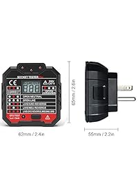 Protmex Pantalla LCD 48-250 V 45 65 Hz enchufe de EE. UU. comprobador de voltaje interruptor de pared con prueba de voltaje y RCD (o GFCI) prueba para electrodomésticos