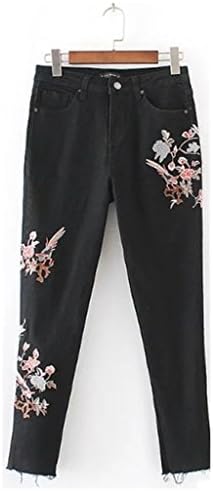 Season Show Womens Vintage Embroidered Jeans Skinny Denim Jeans S Black