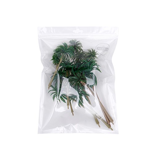 NUOLUX Model Tree Coconut Palm Trees Scenery Model Miniature Railroad Diorama Layout Architecture Trees for DIY Scenery Landscape, Natural Green 5 Size 15Pcs