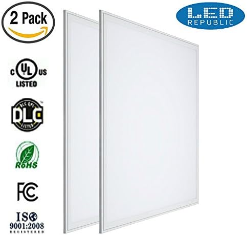 2-PACK 24''X24'' LED 2x2 Panel light Dimmable 40W (280W Equivalent) 5000K 4300 Lumens Cool White 100-277V DLC UL Qualified (Eligible for Rebate Programs)