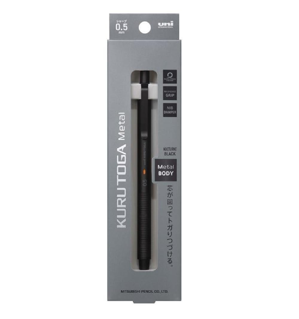 Photo 1 of KURUTOGA Mitsubishi Pencil Mechanical Pencil Metal 0.5mm Nocturne Black M5KH1P.24 With Original Stylus Ballpoint Touch Pen