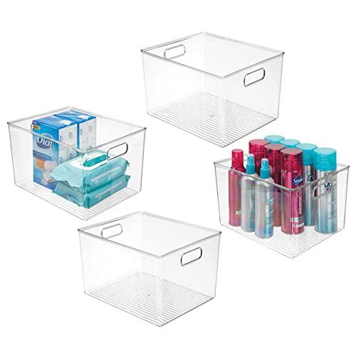 mDesign Plastic Storage Wide Organizer Container Bin with Handles for