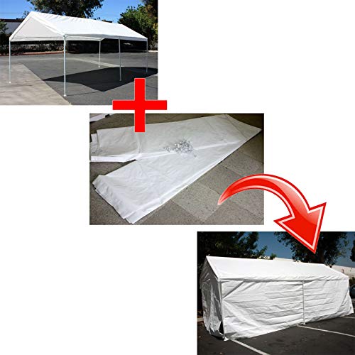9TRADING Add On Canopy Garage Side Wall Kit 4 10'x20' Tent Parking Carport Party Shelter