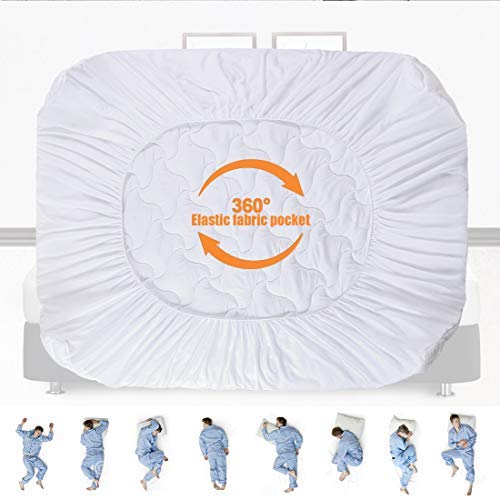 INGALIK Mattress Pad Queen size Fitted Mattress Topper Cotton Top Pillow Top Quilted 8-21Inch Deep Pocket Down Alternative Cooling Mattress Pad Cover - Thumbnail 6