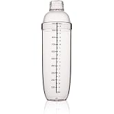 FEOOWV Plastic Cocktail Shaker,Drink Mixer Hand Shaker Cup with Scales,Transparent (33 oz / 1000cc)