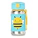 Skip Hop Toddler Sippy Cup with Straw, Zoo Stainless Steel Straw Bottle, Bee