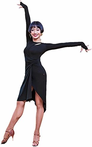 TALENT PRO Latin Dance Dress Long Sleeve Tango Skirt Ballroom Waltz Carmen Samba Salsa Dress Performance Skirt Adult Outfit