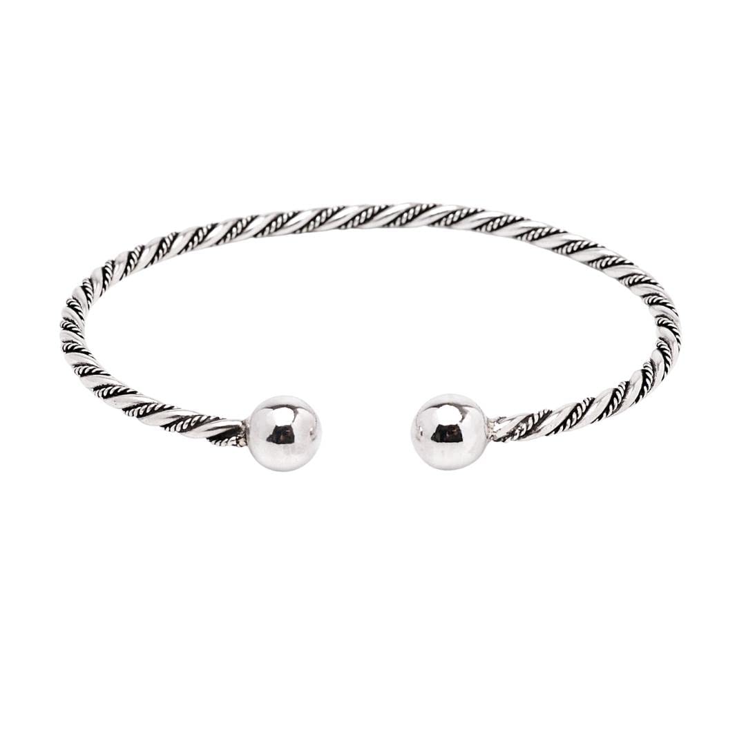 Treasure Bay Handcrafted 925 Sterling Silver Twisted Bangle Bracelet for Women