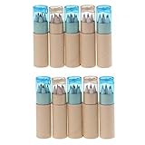 Dengguoli 10 Tubes x 6 Pcs Color Pencils with Kraft Paper Container Holder for Wedding Party Favours Bag Fillers (Random Colored Lid)