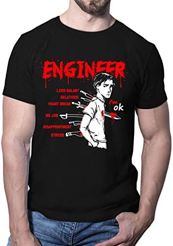 Moonfy Engineer Men's Graphic Printed Round Neck Half Sleeve T-Shirt