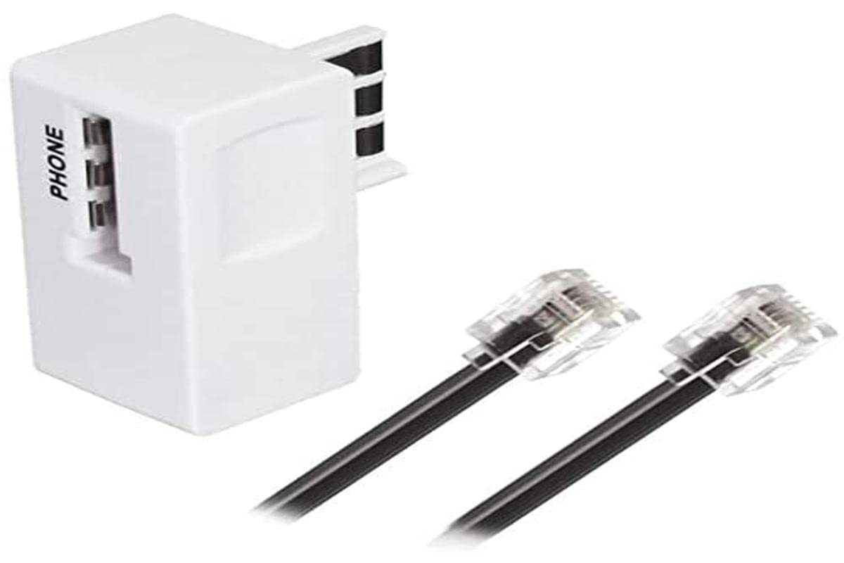 APM 570838 – Soft and Flexible ADSL Cable Rj11 Male/Male Colour Black 5 m + White Adsl Filter – for Connecting to an ADSL Modem or Housing