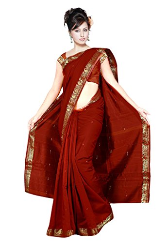 IndianAttire Indian Women's Traditional Art Silk Saree Sari Drape Top Veil Fabric Maroon