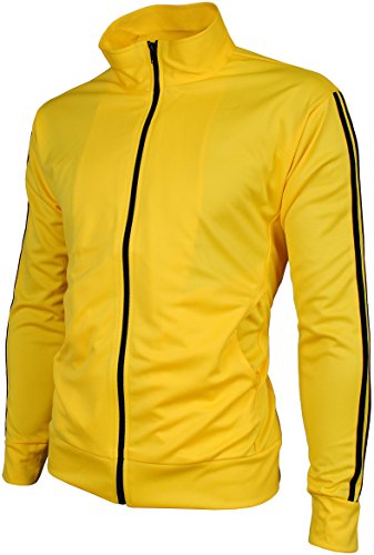 Angel Cola Men's Retro Stripes Full Zip-up Track Top Jacket Yellow M
