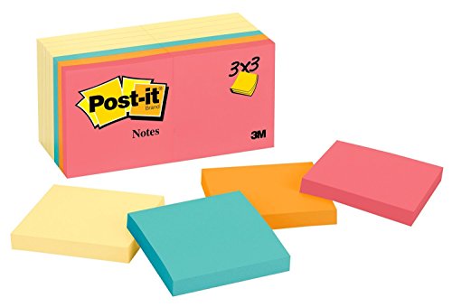 Post-it Notes Value Pack, Americaâ€™s #1 Favorite Sticky Note, 3 in x 3 in, Canary Yellow and Cape Town Collection, 14 Pads/Pack (654-14YWM)