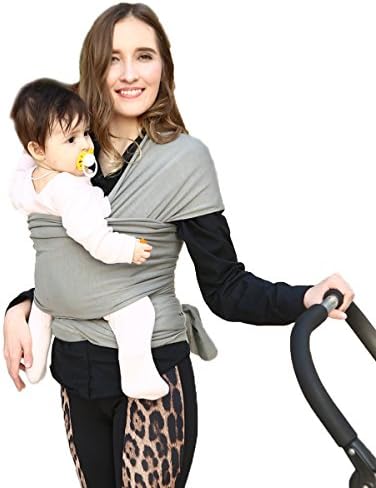 Jeneet Baby Sling Carrier Natural Cotton Nursing Baby Wrap Suitable for Newborns to 35 lbs Ultra Soft Infant Sling Child Carrier Keeps Your Baby Comfortable and Safe(Bean Grey )