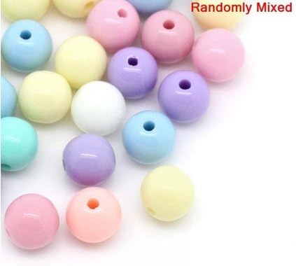 300Pcs/lot Acrylic Spacer Beads Round Pastel Mixed Color 8mm(3/8") Dia, Hole:Approx 1.6mm