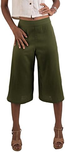 Tropic Bliss Women's Organic Cotton Capri Pants, Green Gauchos by,Green,XX-Large