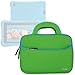 Evecase All-New Fire 7 Kids Edition Tablet Sleeve, Ultra Portable Handle Carrying Portfolio Neoprene Sleeve Case Bag for Amazon Fire HD 6/7 Kids Edition, 6'' / 7 inch HD Display - Green