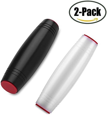 (2 Pack)Amazing Desk Toy, Systronic Spinner Stick Fidget Toy Easy to Flip Roll Made of Beech Desktop Hand Toy Anxiety Release for Office Home Party Class Bar White&amp;Black