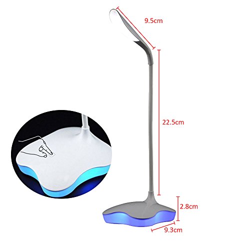 AENMIL New Clover Creative 18 LED Eye Protection Desk Lamp USB Charging 3 Level Adjustable Brightnes Bedside Reading Table Light for Kids Children - White + blue nightlight