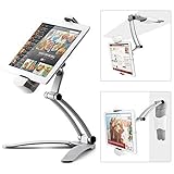 Kitchen Tablet Mount Stand, iKross 2-in-1 Kitchen Wall / CounterTop Desktop White Mount Holder Stand For 7 to 13 Inch Tablet fits 2017 iPad Pro 12.9 / 9.7 / Air / Mini, Surface Pro, Nintendo Switch