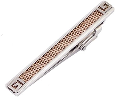 Necktie Clips,Milanese Stainless Steel tie clip fashion Tie Bar Clips for men (ROSE GOLD)