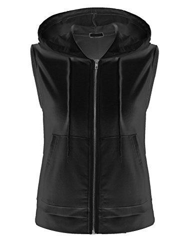 Soteer Womens Tailor Fit Lightweight Anti-Pilling Micro Fleece Hooded Vest(Black -XL)