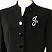 L'vow Clear Crystal Script Initial 26 Letter A - Z Brooch pin (J)