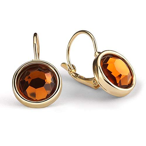 Leverback Dangle Earrings,UHIBROS Stainless Steel Cubic Zirconia Round Drop Earrings