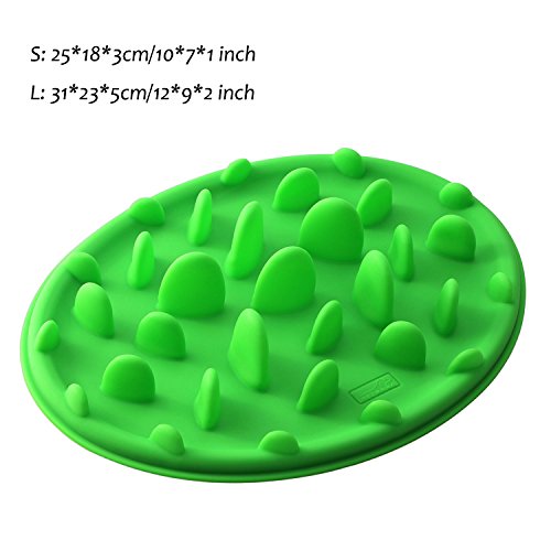Slow Feed Dog Bowl, PETBABA Interactive Puzzle Nonskid Silicone Dog Food Bowl to Slow Down Eating Green S