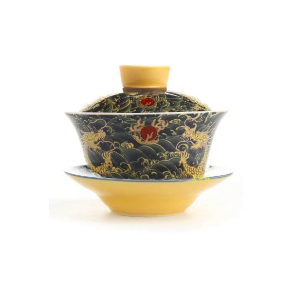 FHFF Kaffeetasse Chinesische Traditionen GAI Wan Teeservice Dehua Gaiwan Topfset Keramik Drache Retro Große Schalen…