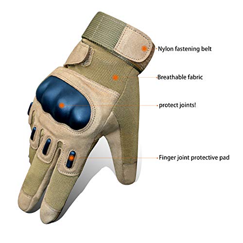 ANTARCTICA Tactical Gloves Military Hard Knuckle Combat Gloves Motorcycle Cycling Training Army Shooting Outdoor Gloves (Brown Full Finger, XL)